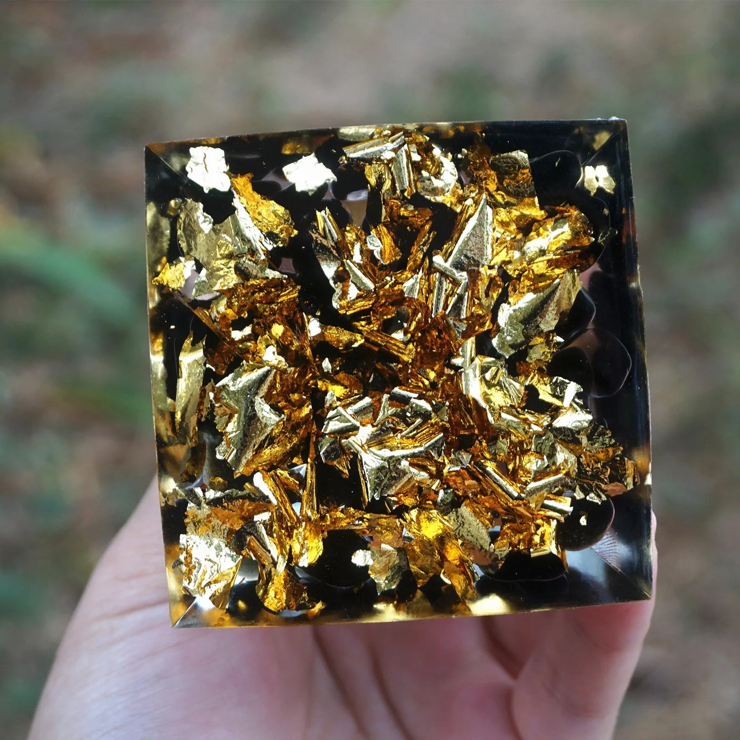 Tiger Eye & Obsidian Orgonite Pyramid: Reiki Healing & Chakra Meditation