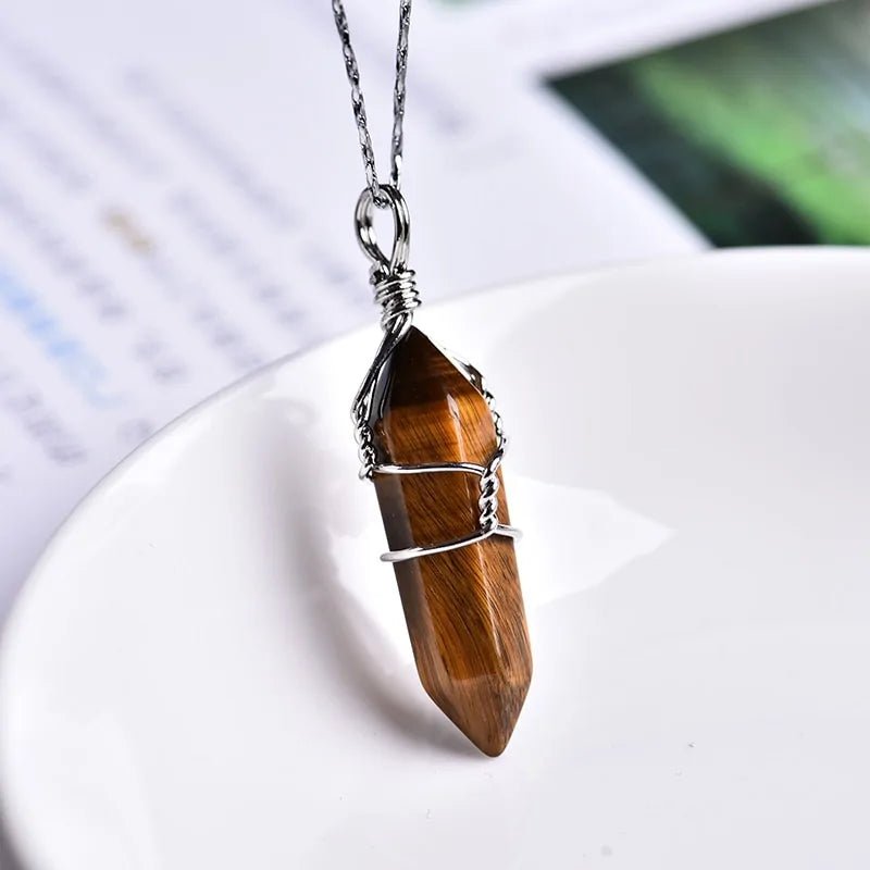 Colgante de punta de cristal de amatista natural: regalo de joyería DIY