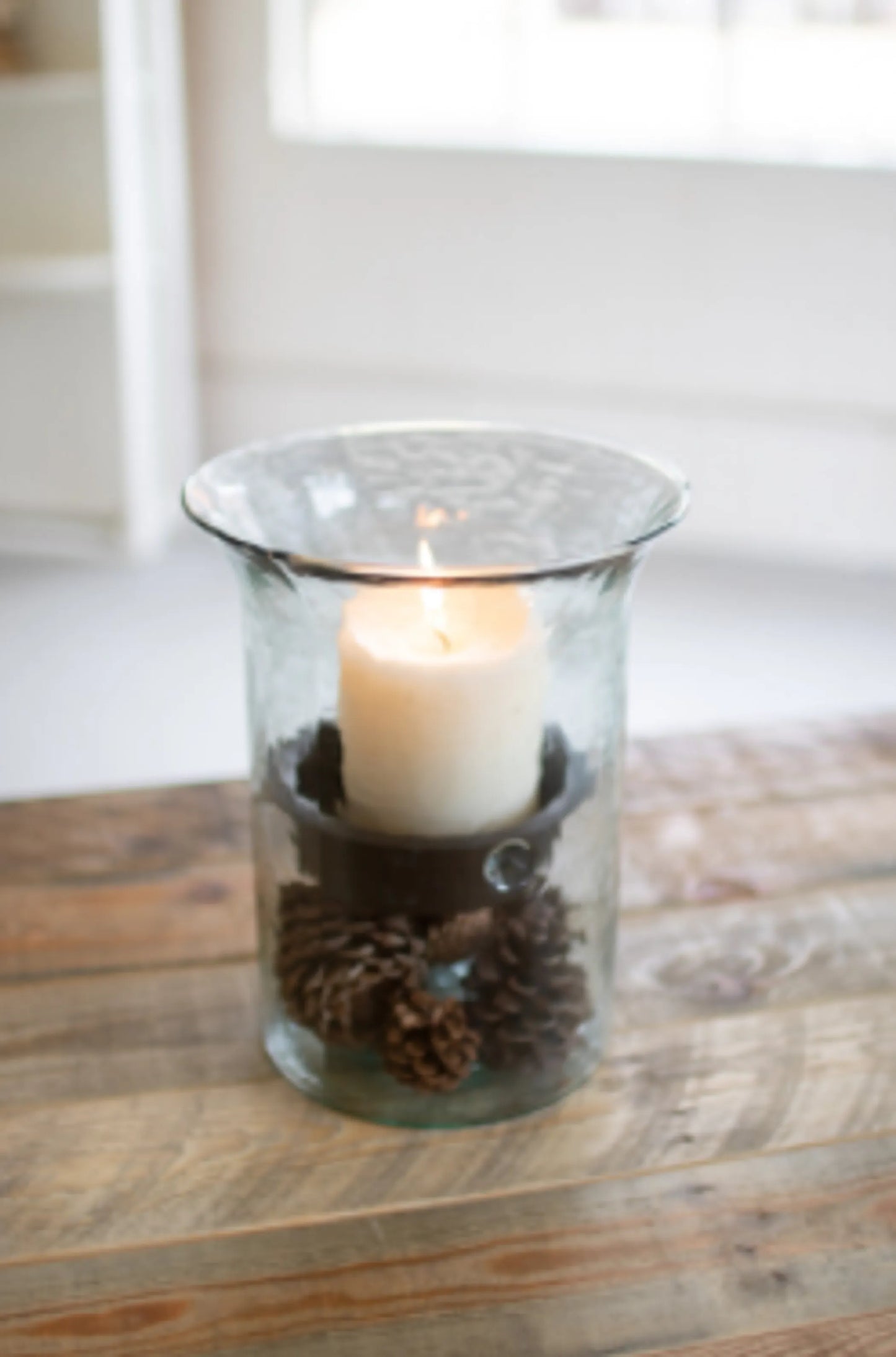 Original Glass Candle Cylinder with Rustic Insert