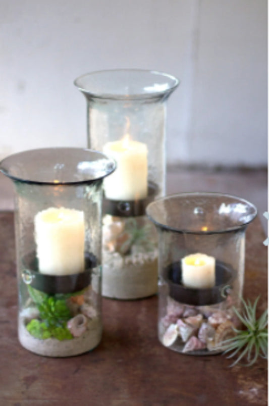 Original Glass Candle Cylinder with Rustic Insert