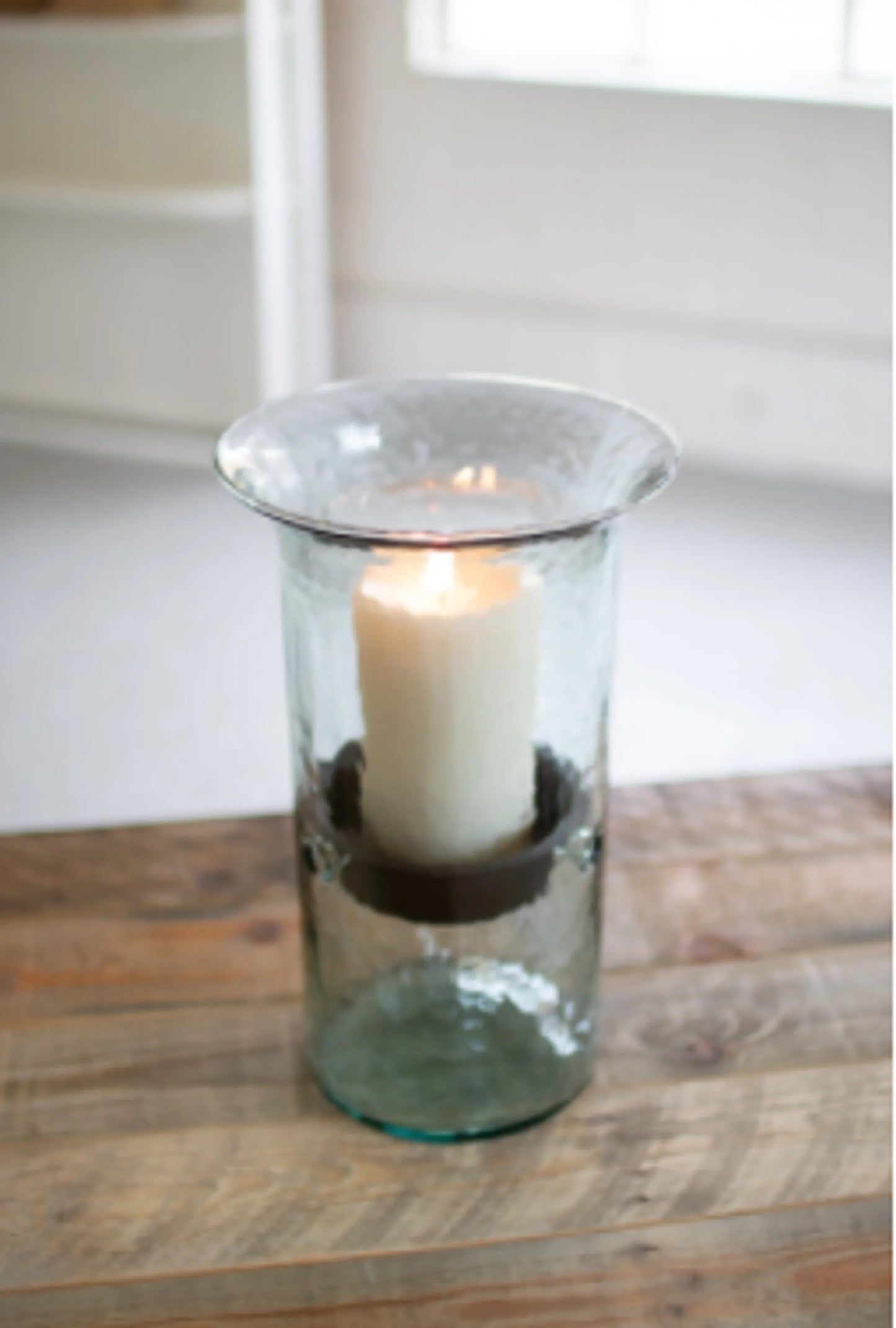 Original Glass Candle Cylinder with Rustic Insert