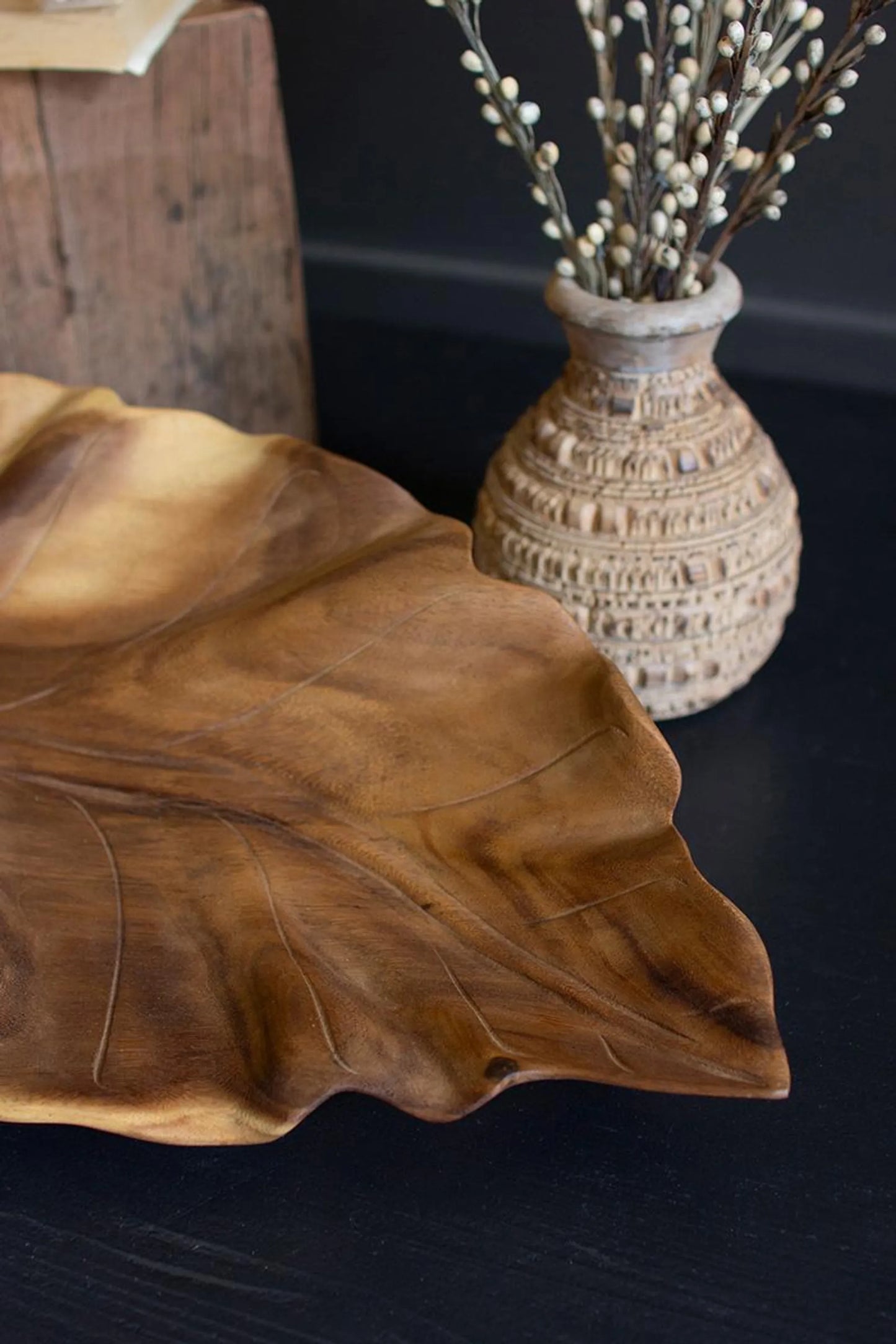 WOODEN TEAK LEAF TRAY