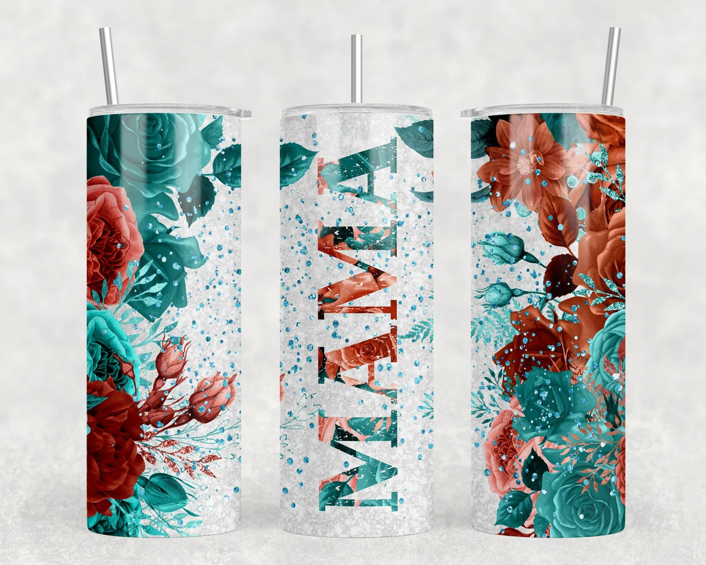 Floral Mama - 20 oz Steel Skinny Tumbler (With Or Without Bluetooth Speaker)