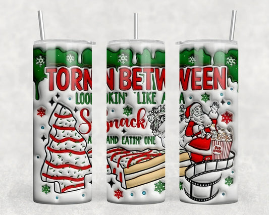 Christmas Looking Like A Snack - 20 oz Steel Skinny Tumbler (With Or Without Bluetooth Speaker)