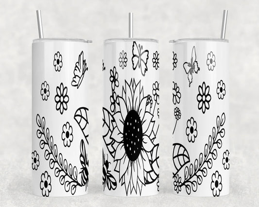 Sunflowers - Skinny Tumbler (With Or Without Bluetooth Speaker)