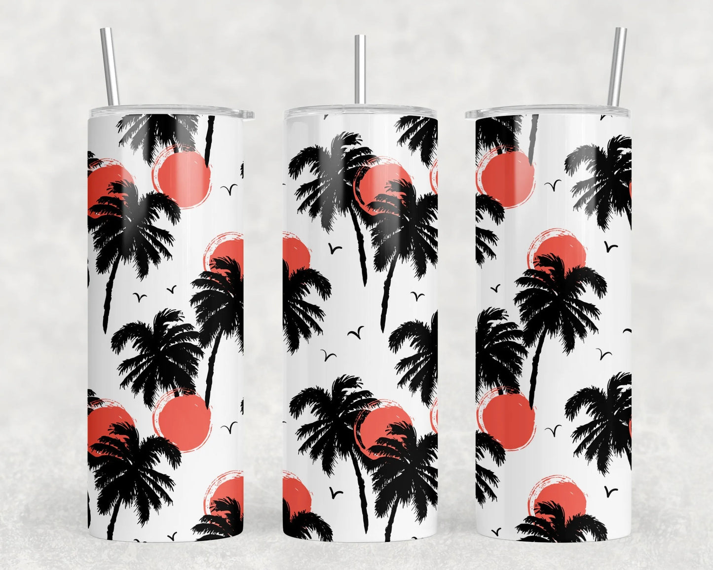 Palm Trees - 20 oz Steel Tumbler (With Or Without Bluetooth Speaker)