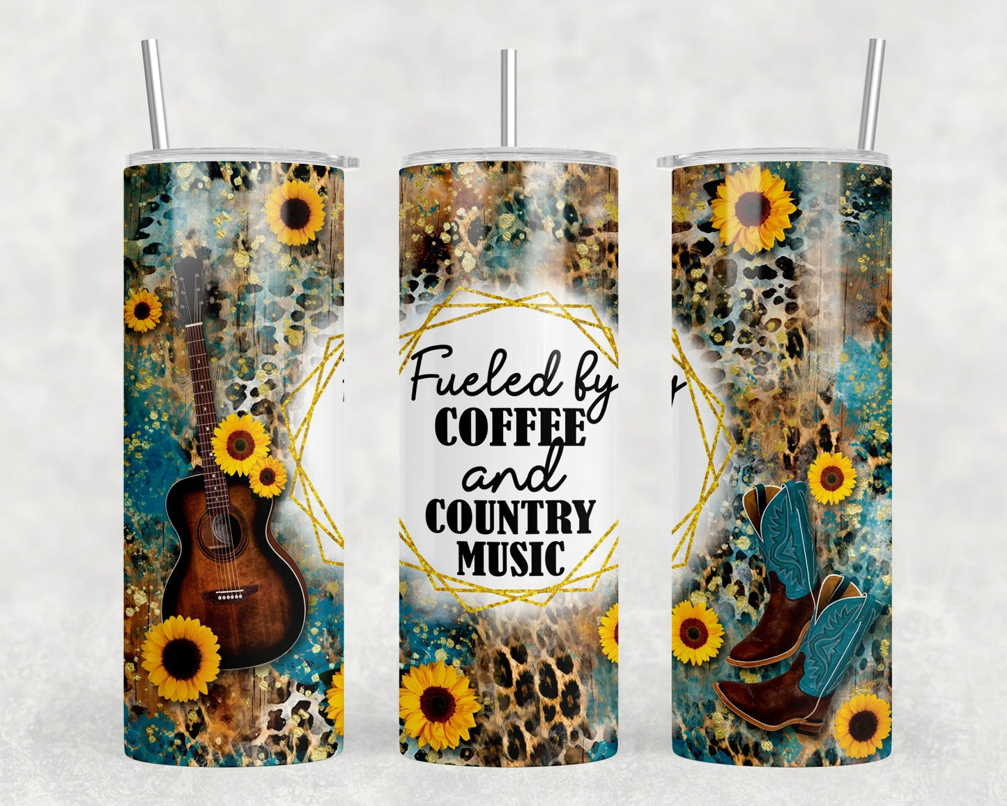 Café y música country: vaso de acero de 20 oz (con o sin altavoz Bluetooth)