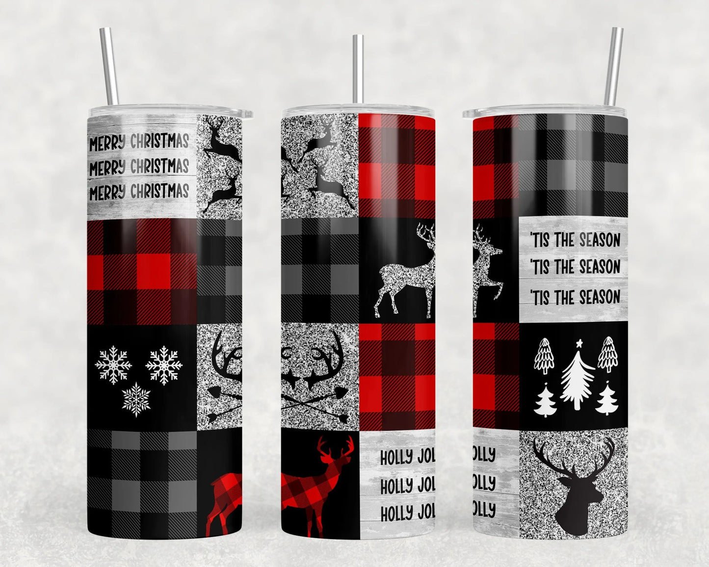 Christmas Plaid - 20 oz Steel Tumbler (With Or Without Bluetooth Speaker)