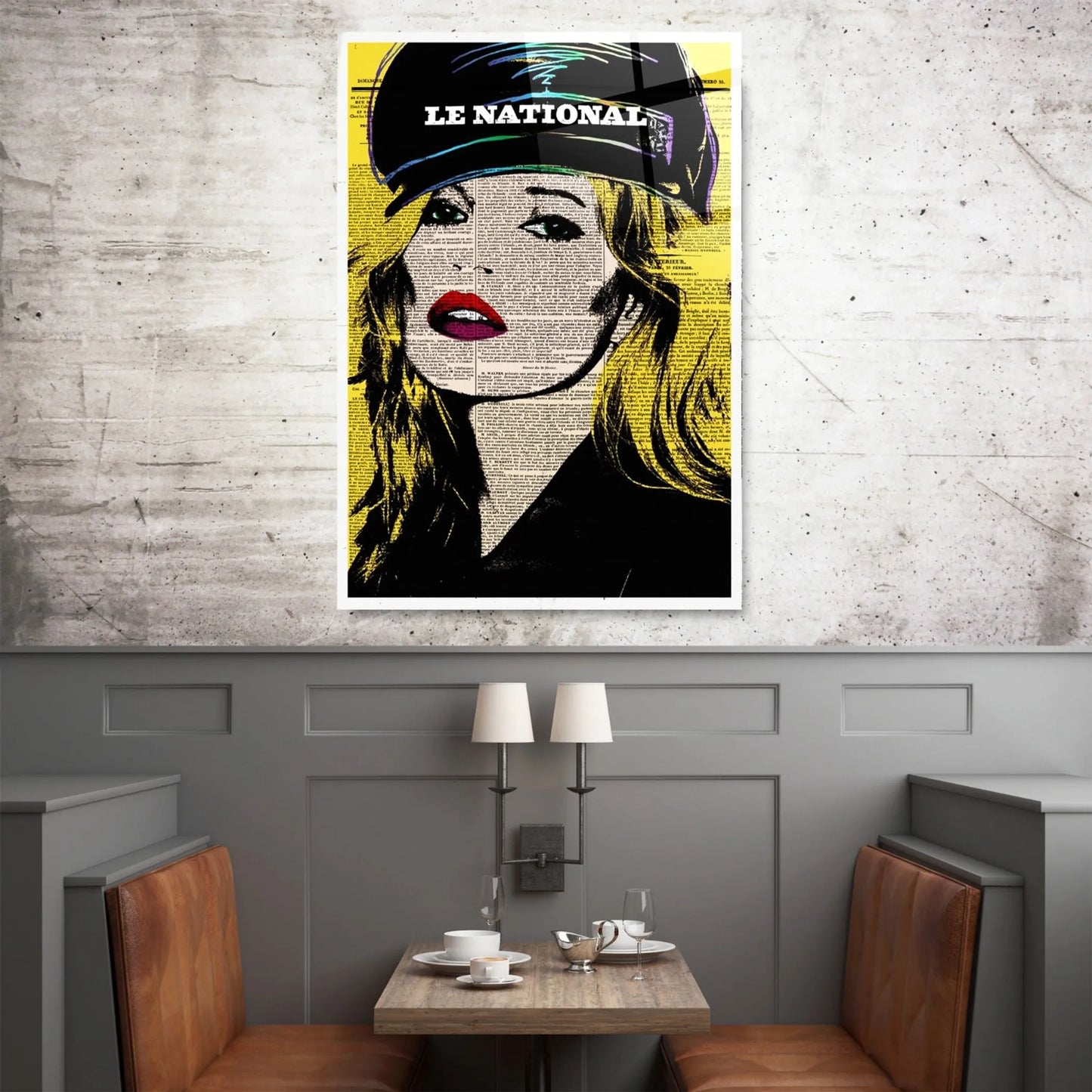 Kate Moss Newspaper Glass Wall Art