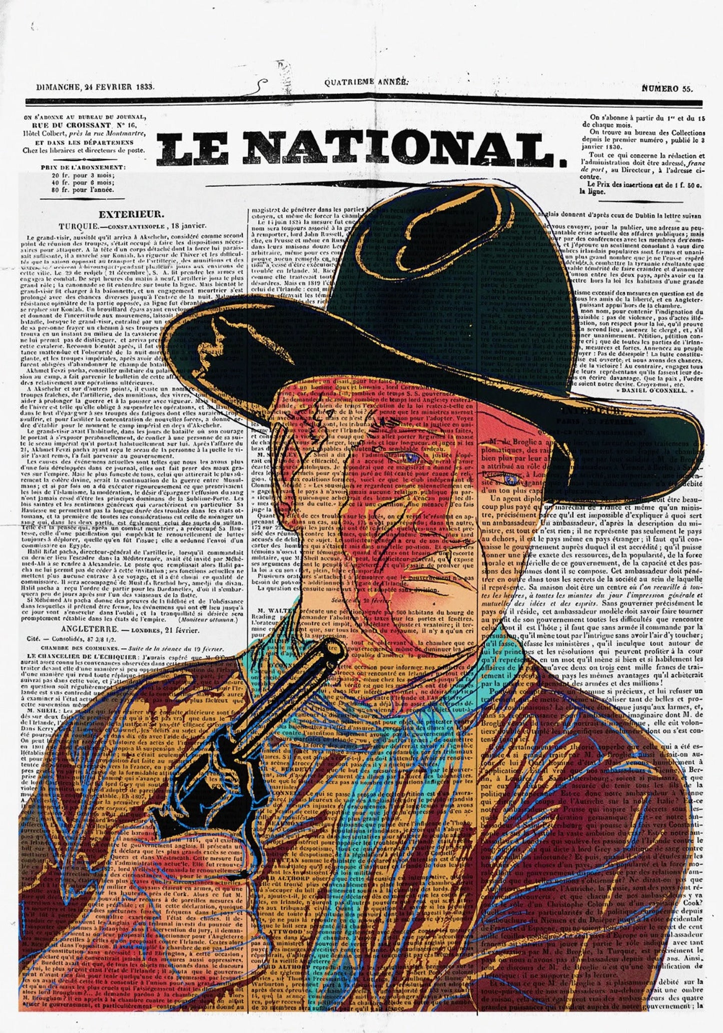 John Wayne Newspaper Glass Wall Art