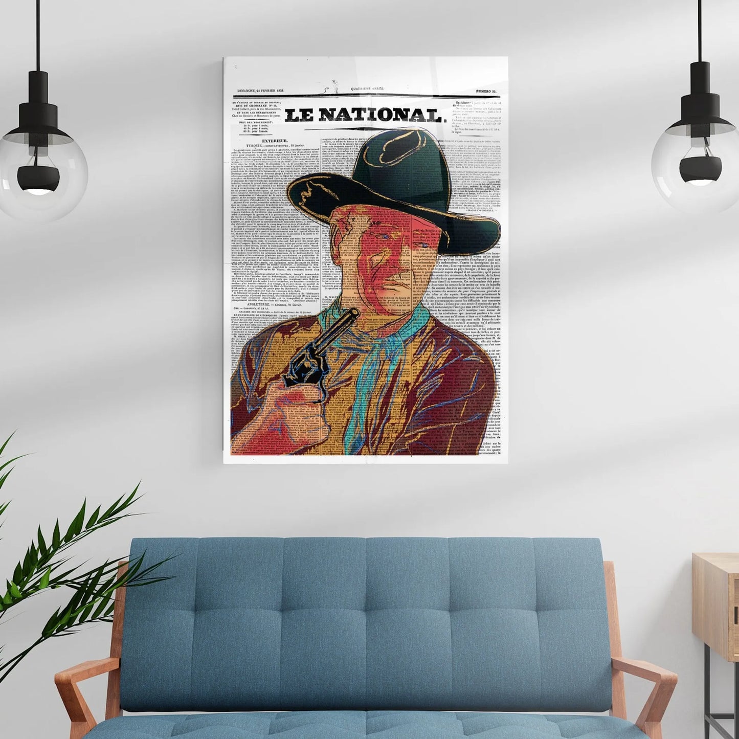 John Wayne Newspaper Glass Wall Art