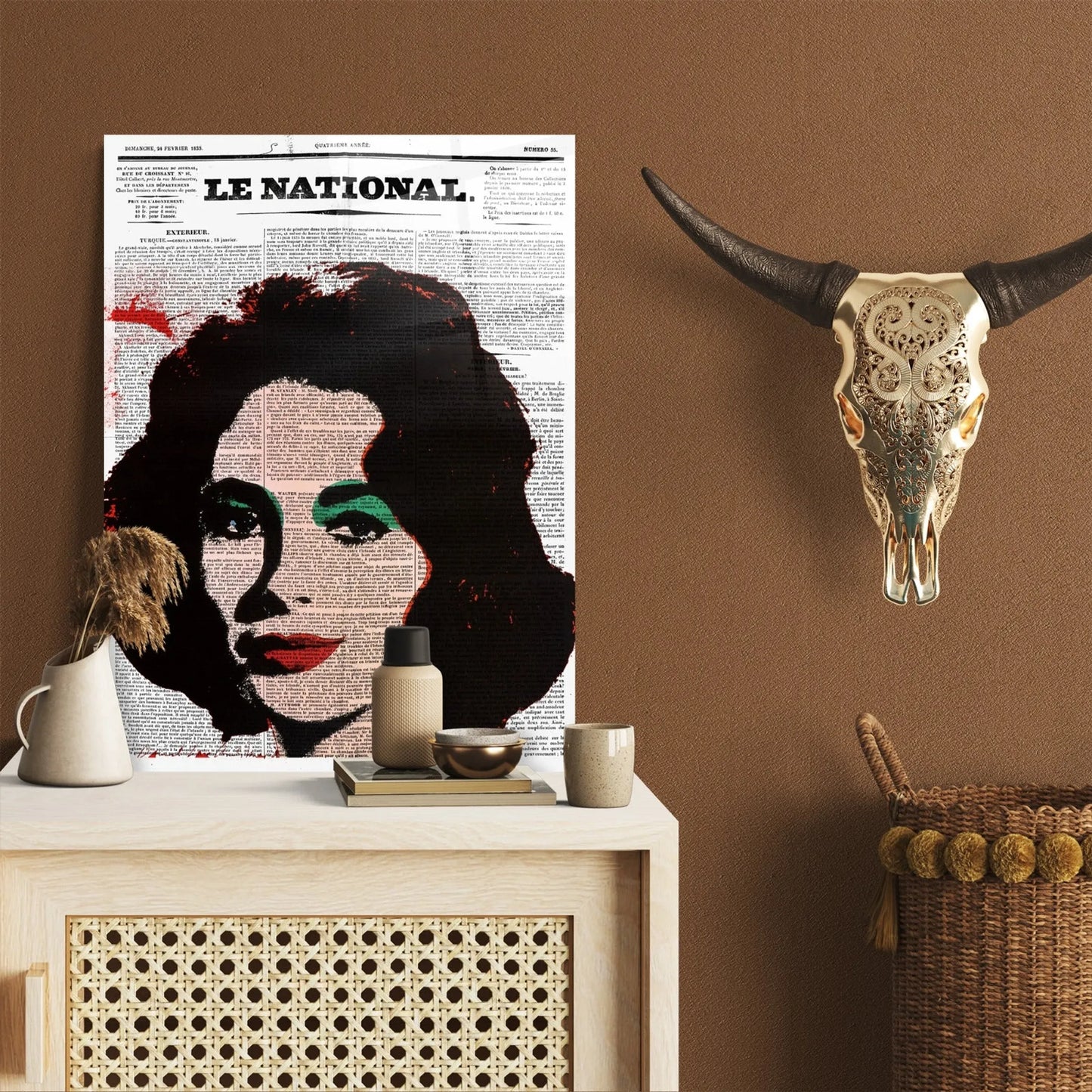 Liz Taylor Newspaper Glass Wall Art