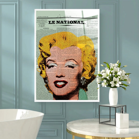 Marilyn Monroe Newspaper Glass Wall Art