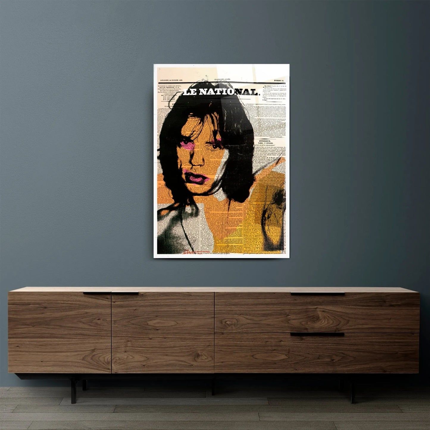 Mick Jagger Newspaper Glass Wall Art