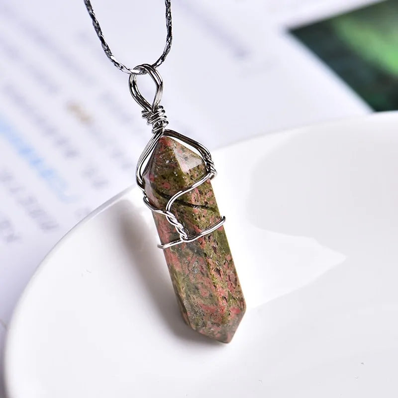 Colgante de punta de cristal de amatista natural: regalo de joyería DIY