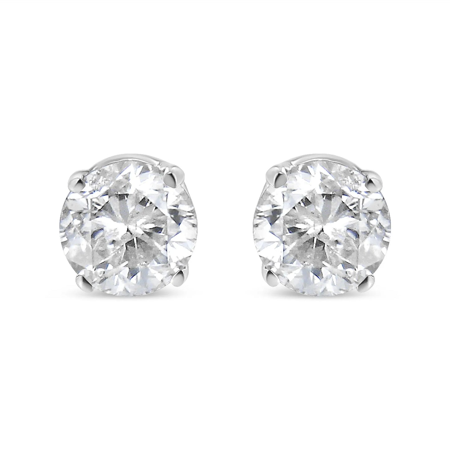 IGI Certified 1.00 Cttw Round Brilliant-Cut Diamond 14K White Gold Classic 4-Prong Solitaire Stud Earrings