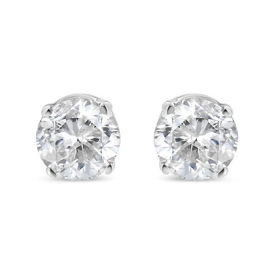 IGI Certified 1.00 Cttw Round Brilliant-Cut Diamond 14K White Gold Classic 4-Prong Solitaire Stud Earrings