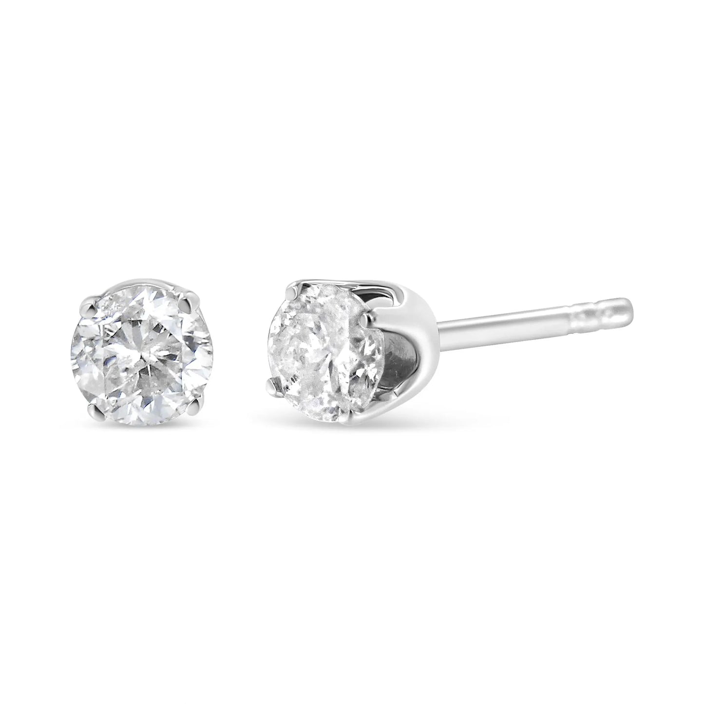 IGI Certified 1.00 Cttw Round Brilliant-Cut Diamond 14K White Gold Classic 4-Prong Solitaire Stud Earrings