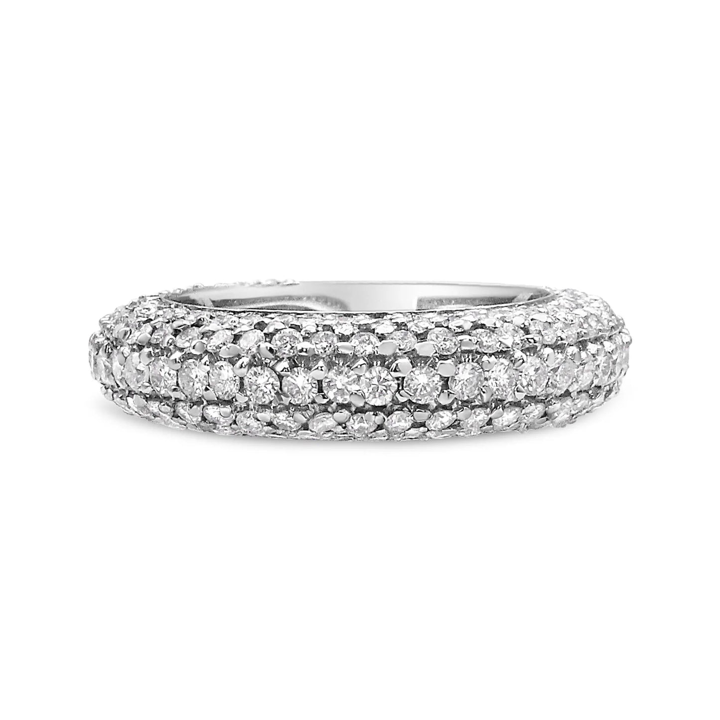 14K White Gold 2 1/2 Cttw Round-Cut Diamond Cluster Band Ring