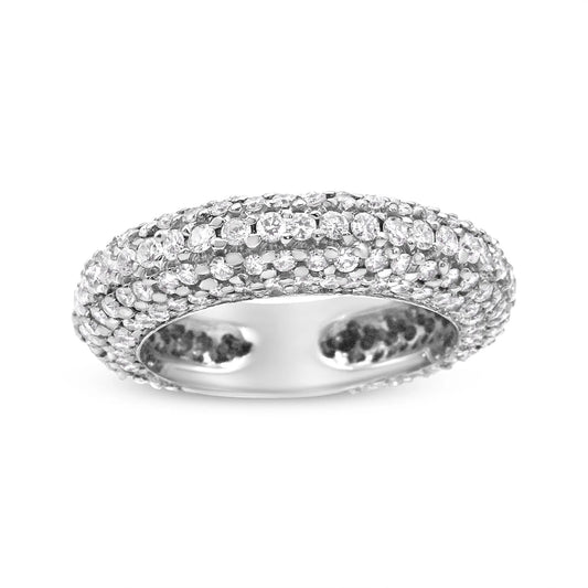 14K White Gold 2 1/2 Cttw Round-Cut Diamond Cluster Band Ring