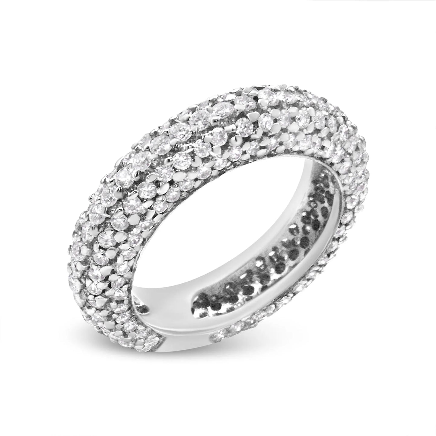 14K White Gold 2 1/2 Cttw Round-Cut Diamond Cluster Band Ring