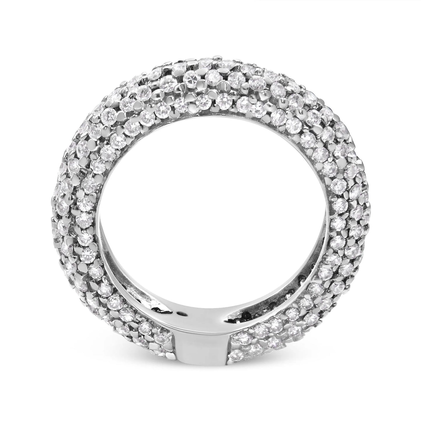 14K White Gold 2 1/2 Cttw Round-Cut Diamond Cluster Band Ring