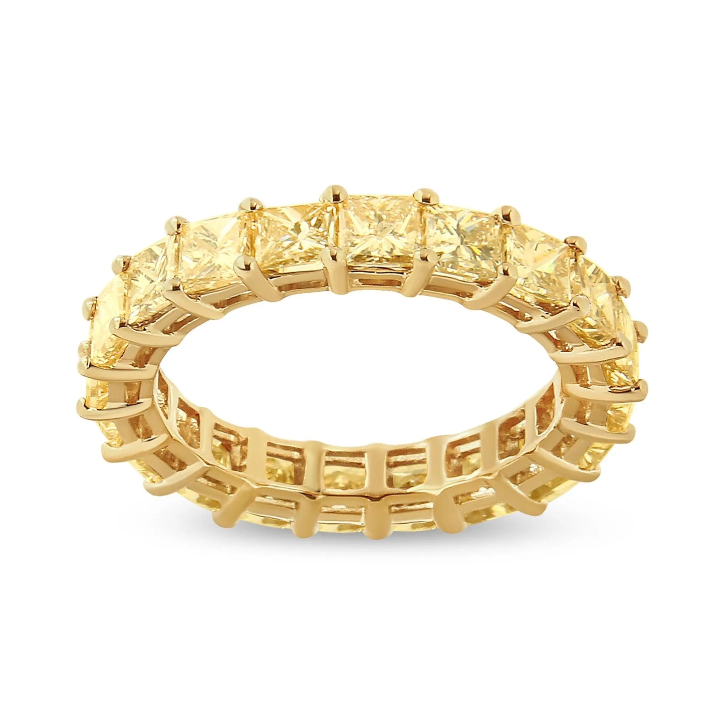 14K Yellow Gold 4.00 Cttw Shared Prong Set Princess Cut Diamond Eternity Band Ring