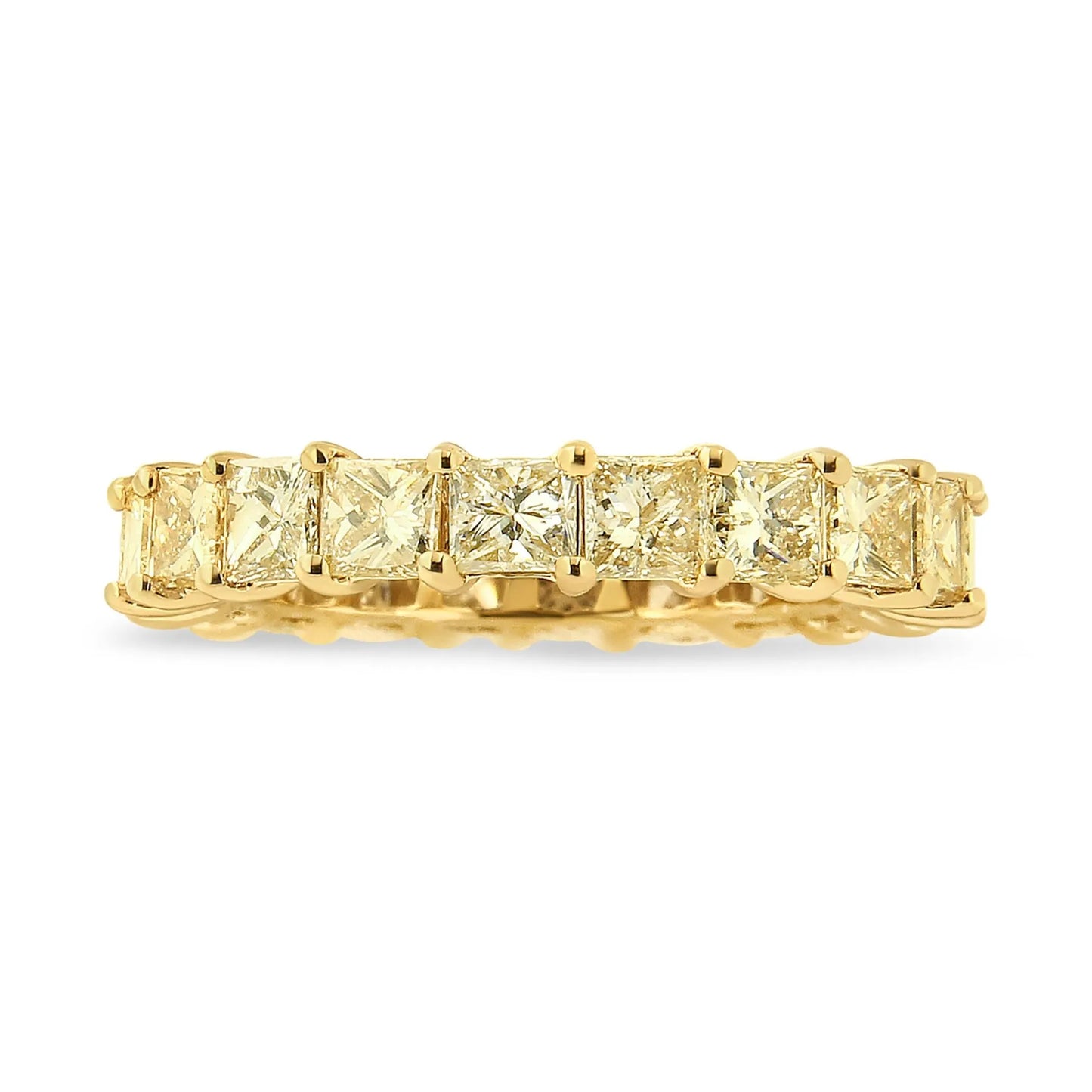 14K Yellow Gold 4.00 Cttw Shared Prong Set Princess Cut Diamond Eternity Band Ring