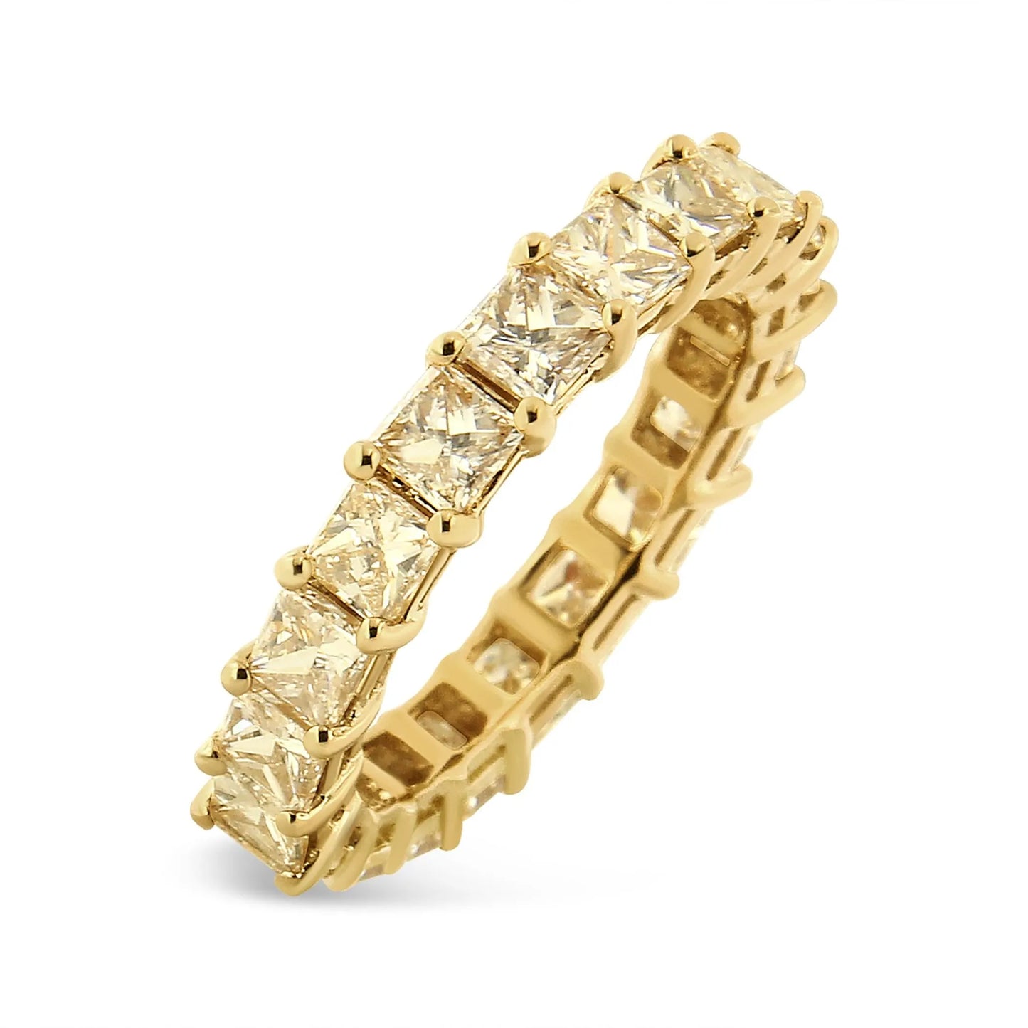 14K Yellow Gold 4.00 Cttw Shared Prong Set Princess Cut Diamond Eternity Band Ring