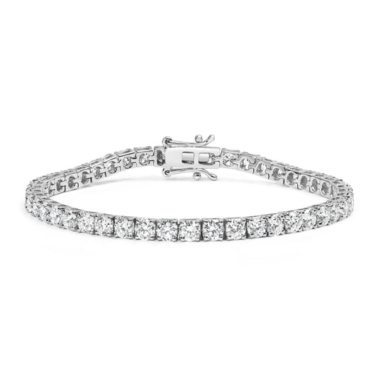 14K White Gold 4-Prong Set Lab Grown Round Diamond Classic Tennis Bracelet