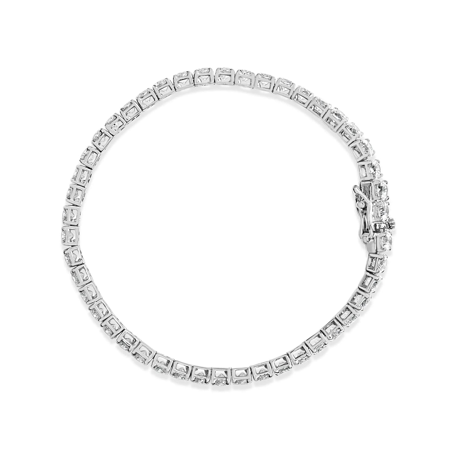 14K White Gold 4-Prong Set Lab Grown Round Diamond Classic Tennis Bracelet