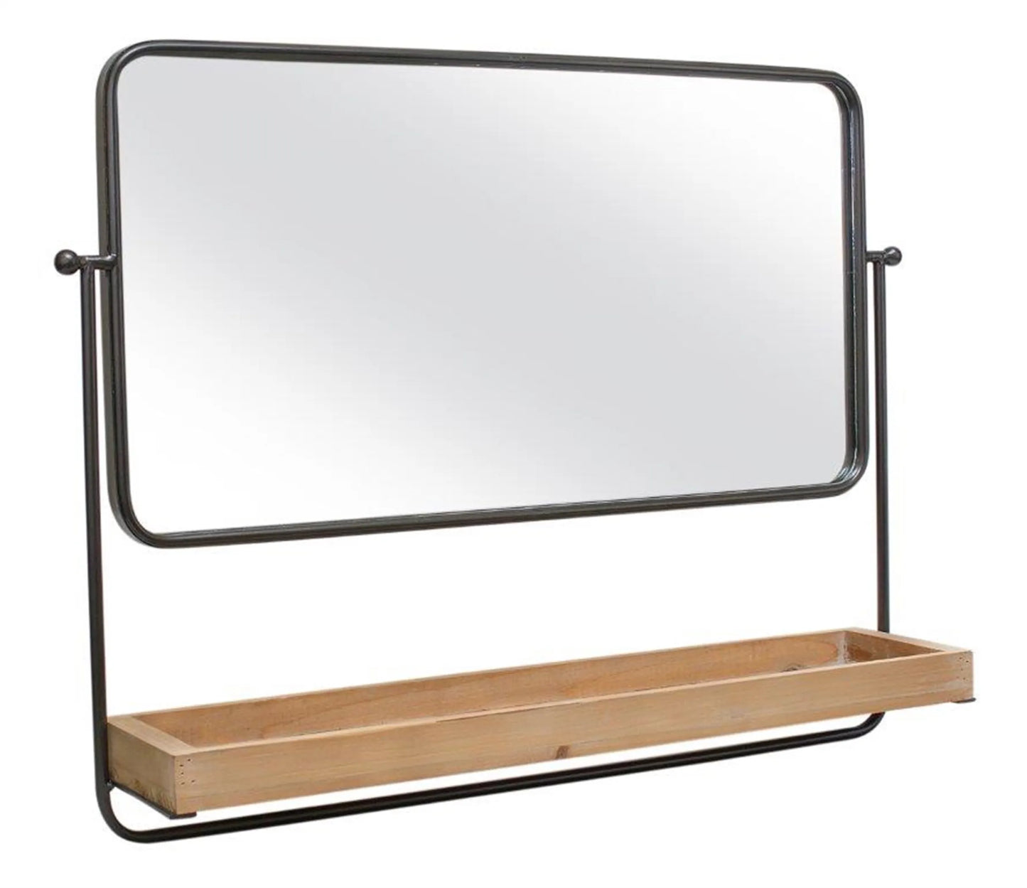 Wall Mirror with Shelf - Metal/Wood