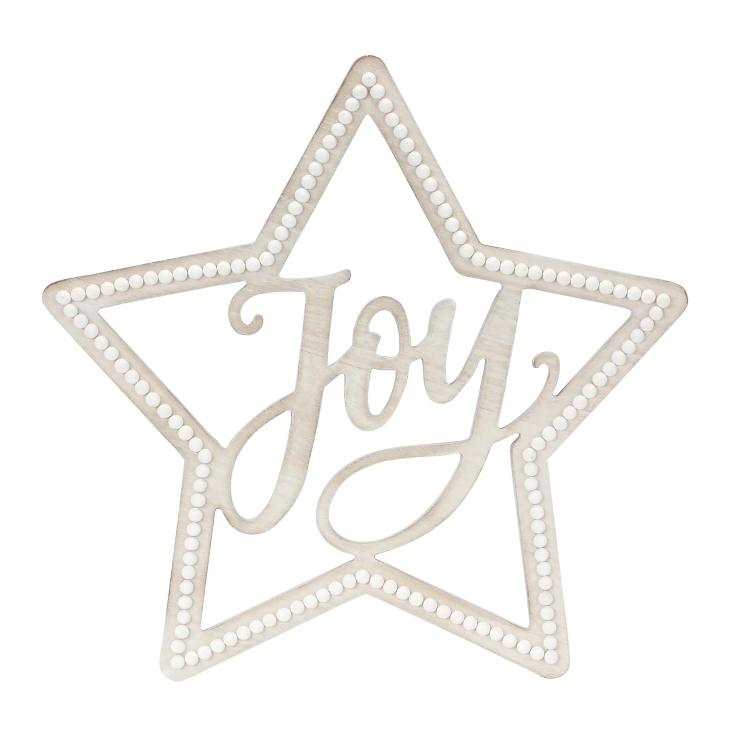 Beaded Wood Star with Joy