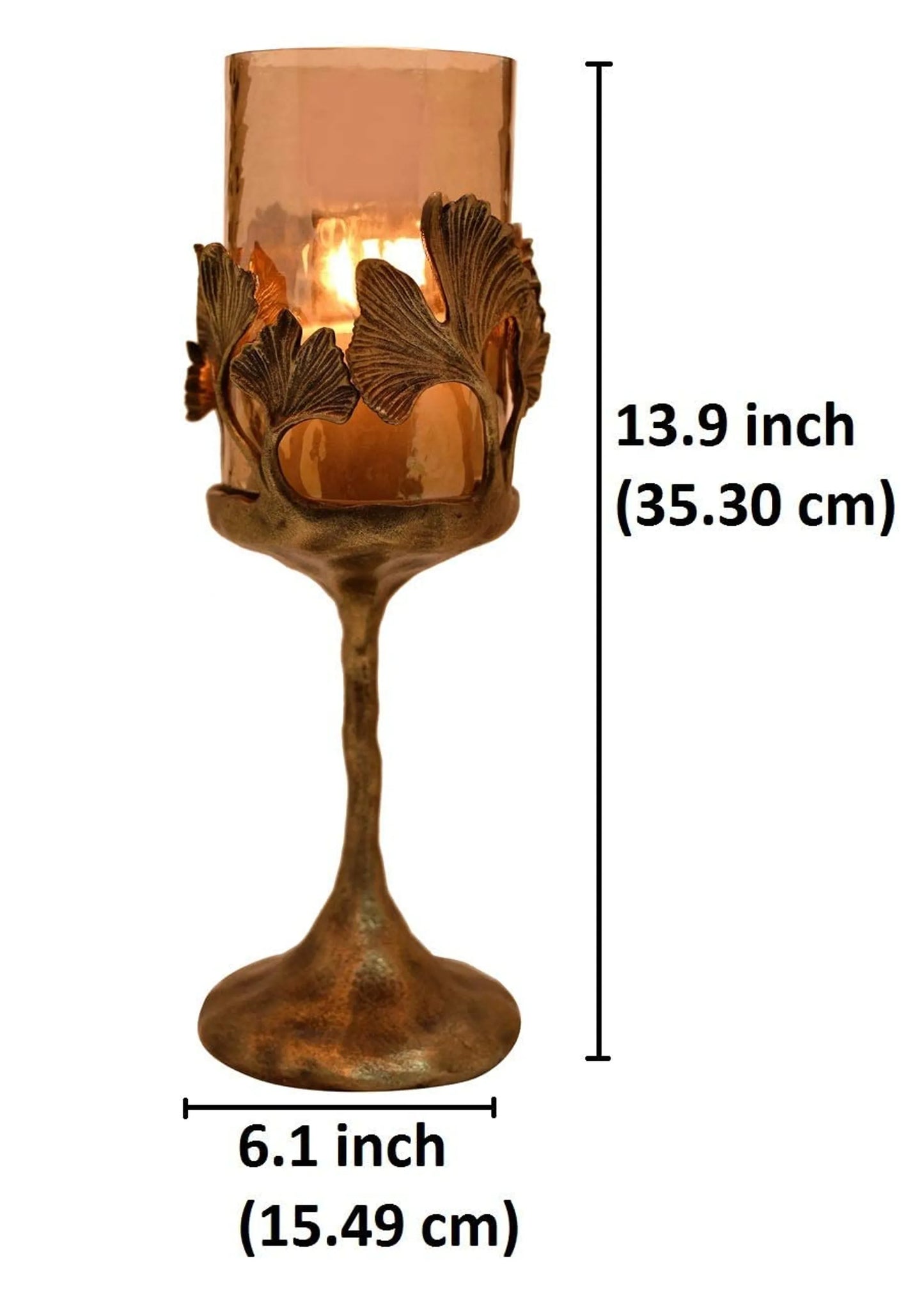 Gold Finished Candle Holder with Glass