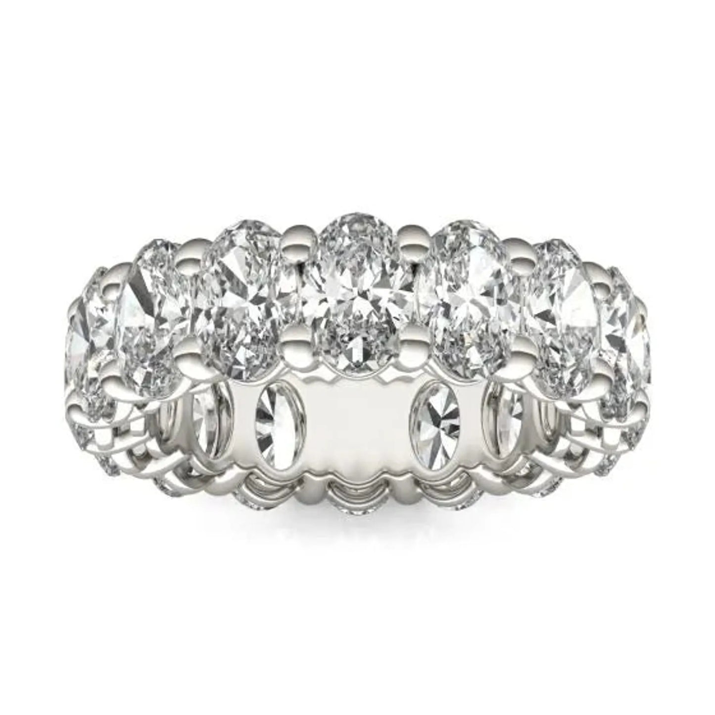 14K White Gold 5 5/8 CTW Oval Lab Grown Diamond Couture Classic Eternity Ring