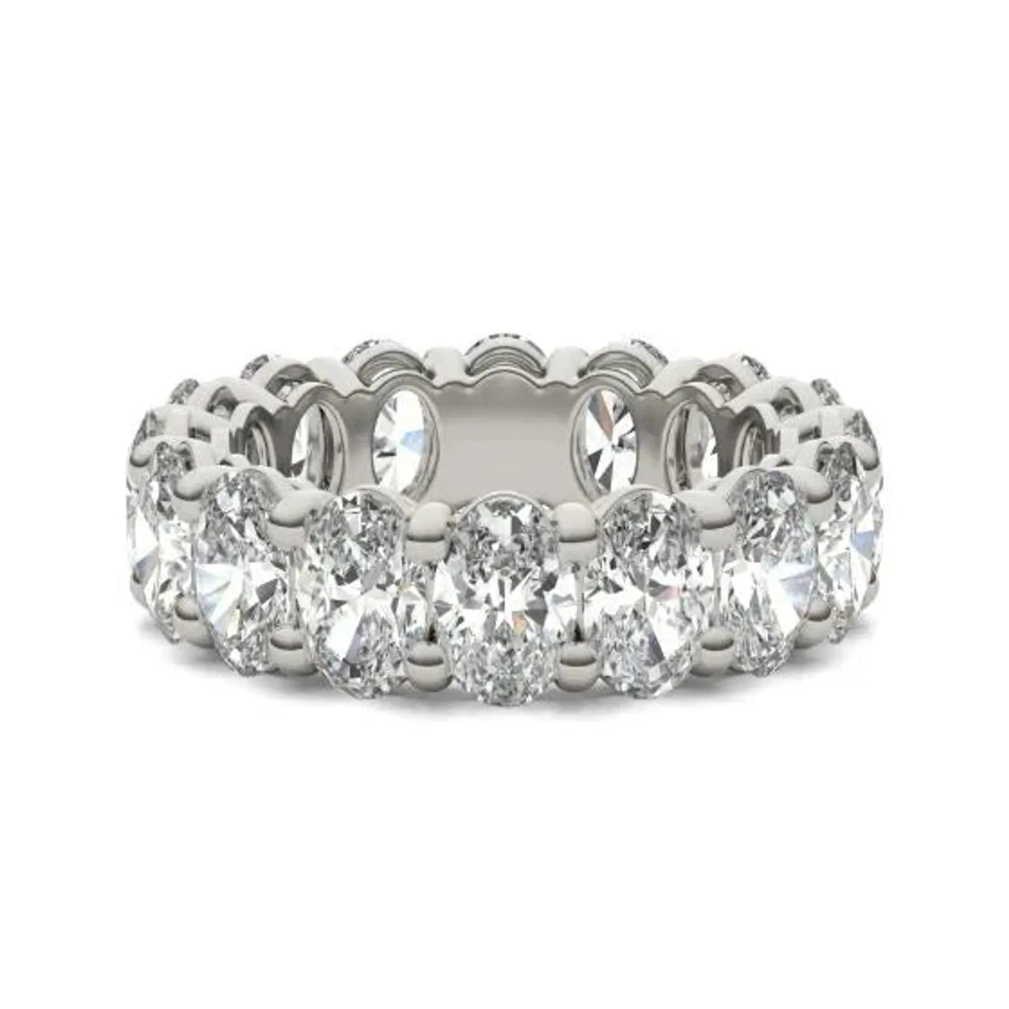 14K White Gold 5 5/8 CTW Oval Lab Grown Diamond Couture Classic Eternity Ring