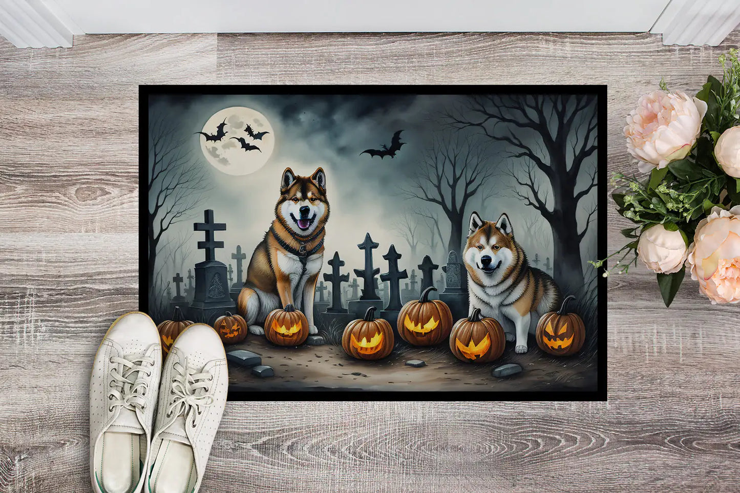 Felpudo espeluznante de Akita para Halloween