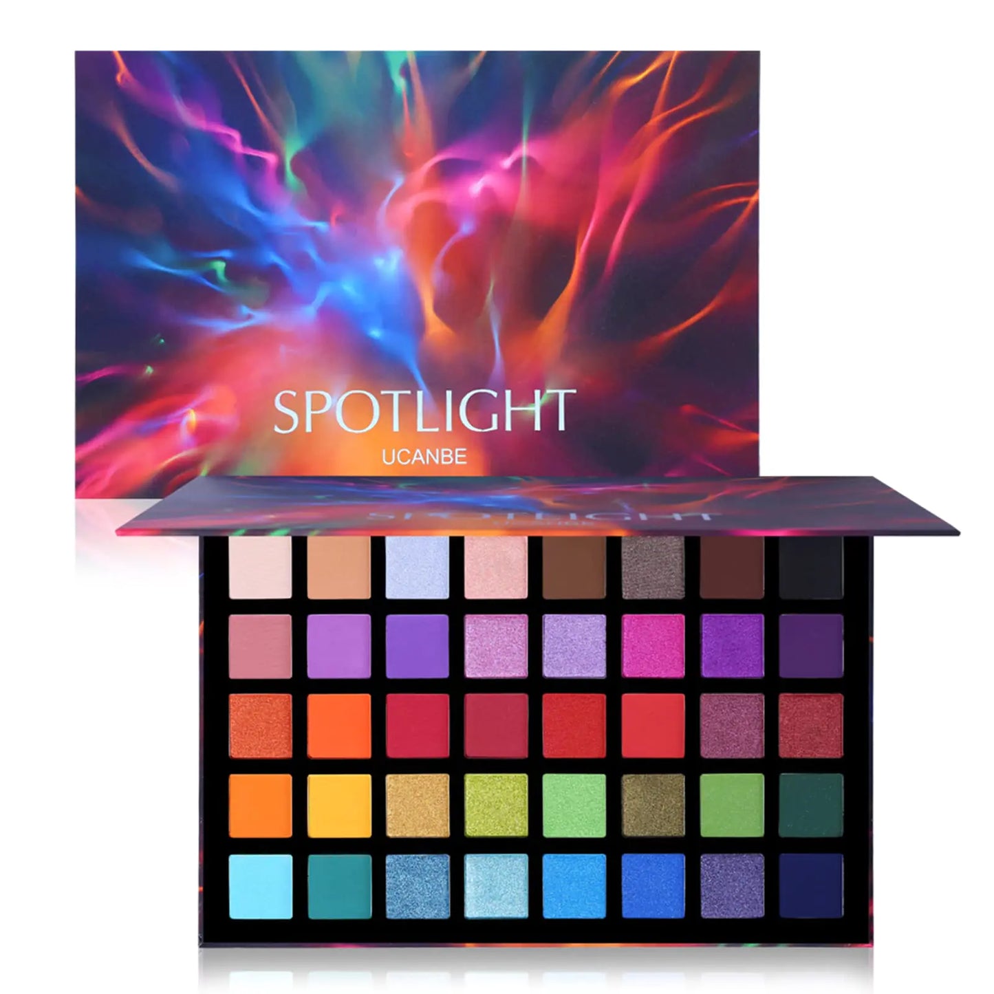 Paleta de sombras de ojos Spotlight de UCANBE, paleta de sombras de ojos profesional de 40 colores, paleta de maquillaje mate brillante, polvos coloridos altamente pigmentados, paleta de sombras de ojos resistente al agua de larga duración A 