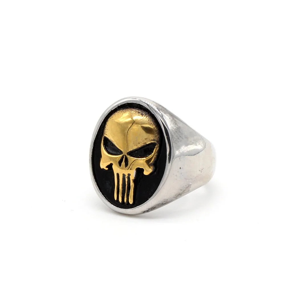 Anillo de calavera de Punisher: joyería de moda de acero inoxidable para motociclistas (HF694)