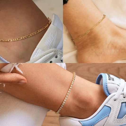 14K Gold/Sterling Silver Plated Anklet Bracelet