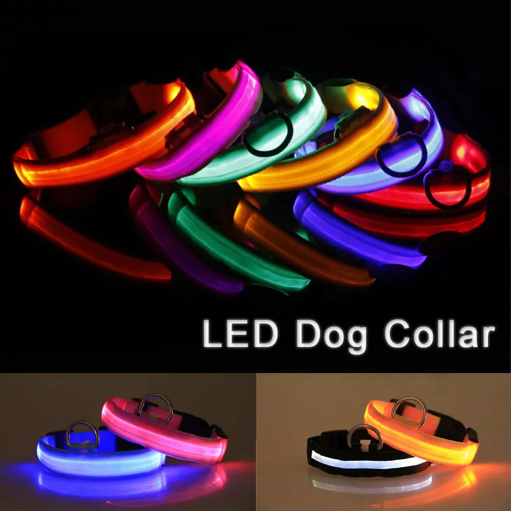 Collar LED ajustable para perros con luz intermitente que brilla intensamente, seguridad para mascotas, resistente al agua