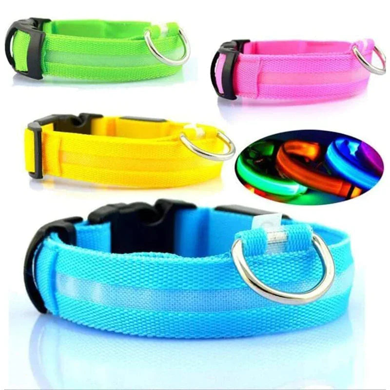 Collar LED ajustable para perros con luz intermitente que brilla intensamente, seguridad para mascotas, resistente al agua