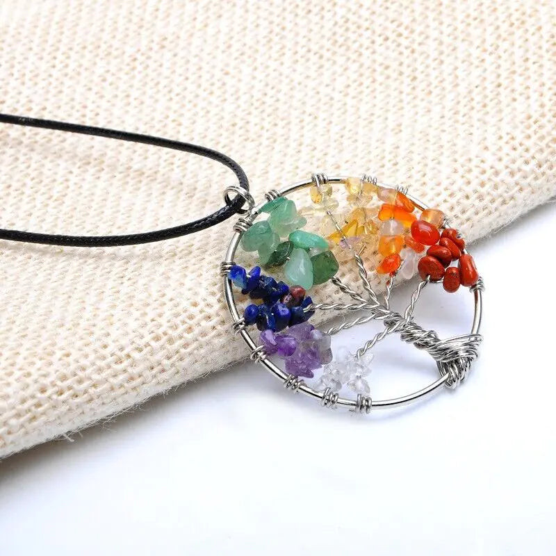 Tree of Life Chakra Natural Gemstone Necklace