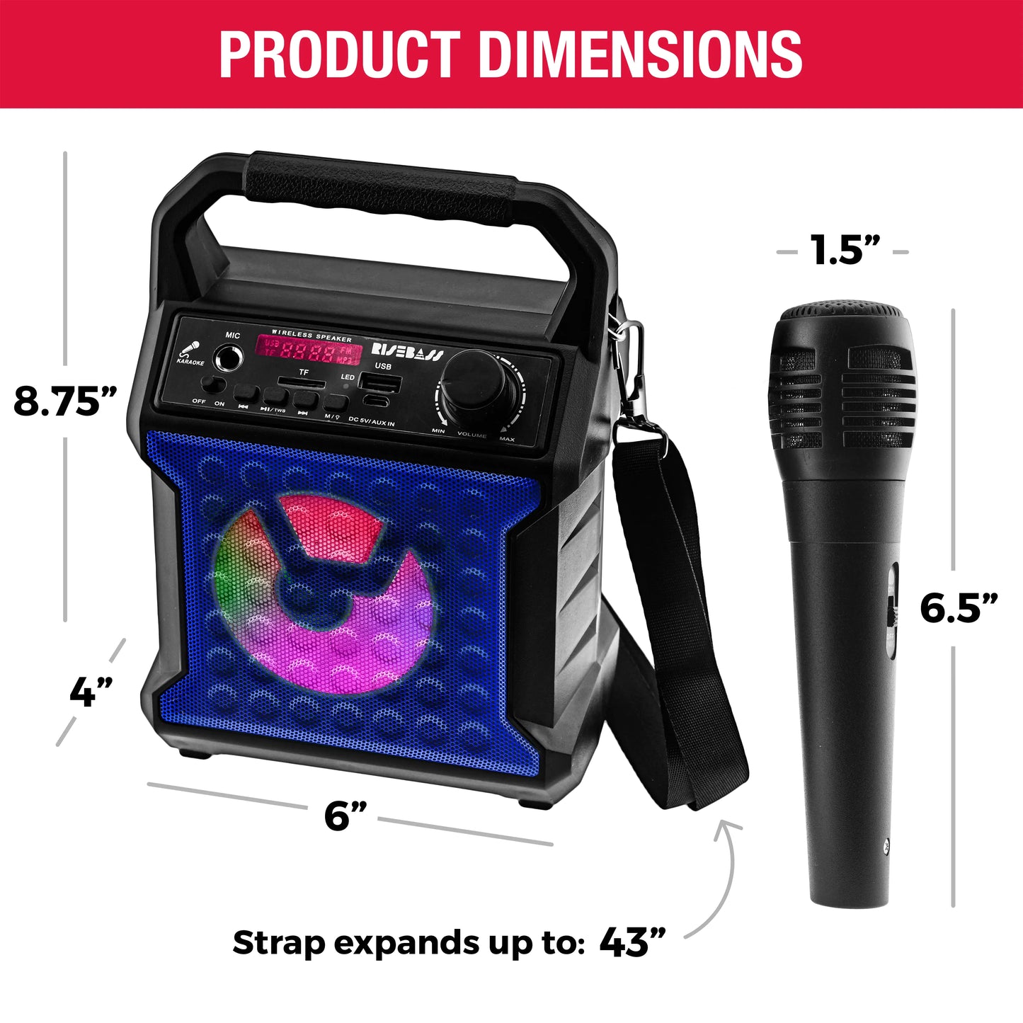 Risebass Portable Karaoke Machine with Microphone