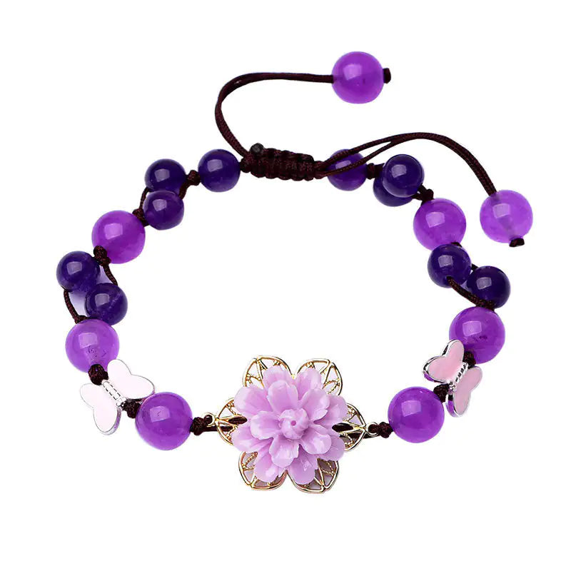 Pulsera curativa de loto con jade morado y amatista