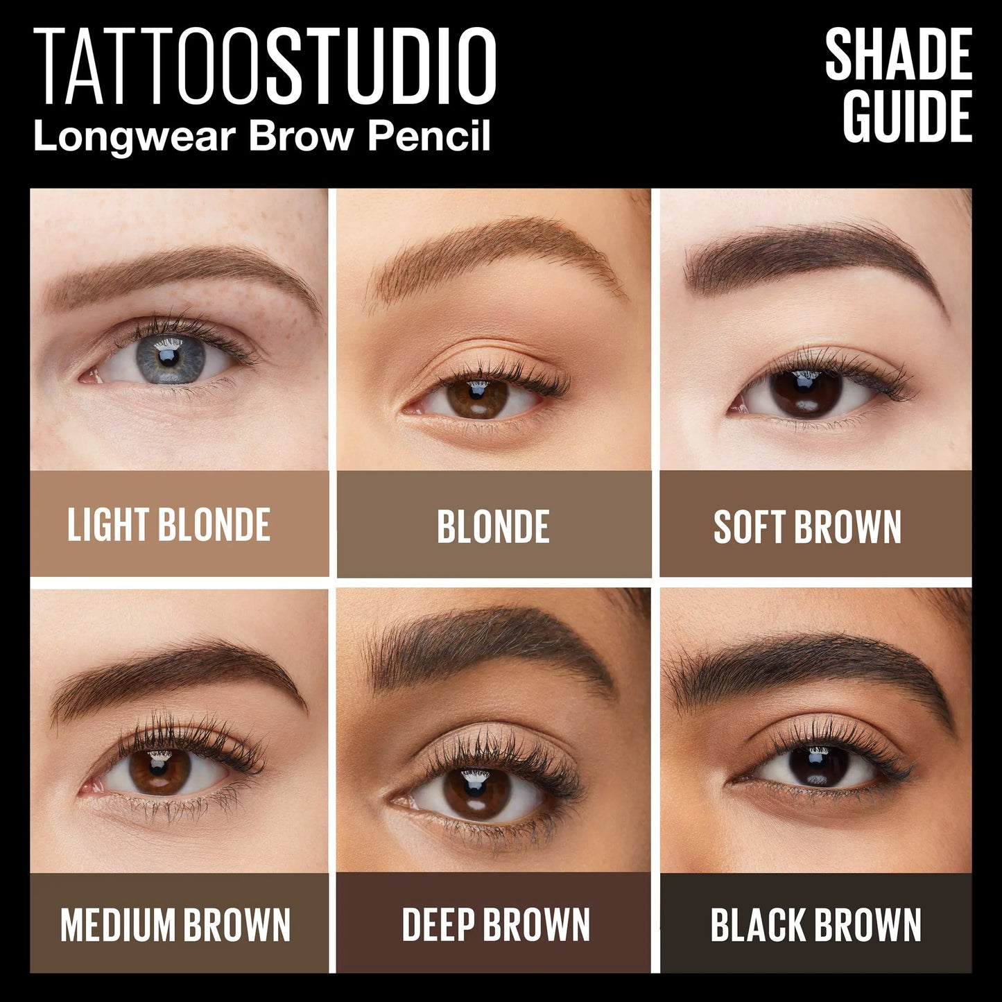 Lápiz de cejas a prueba de agua TattooStudio de Maybelline, afilable, de larga duración, lápiz de cejas de larga duración, cejas definidas, lápiz de cejas pigmentado, marrón oscuro, 1 unidad 260 MARRÓN PROFUNDO 1 unidad (paquete de 1) 