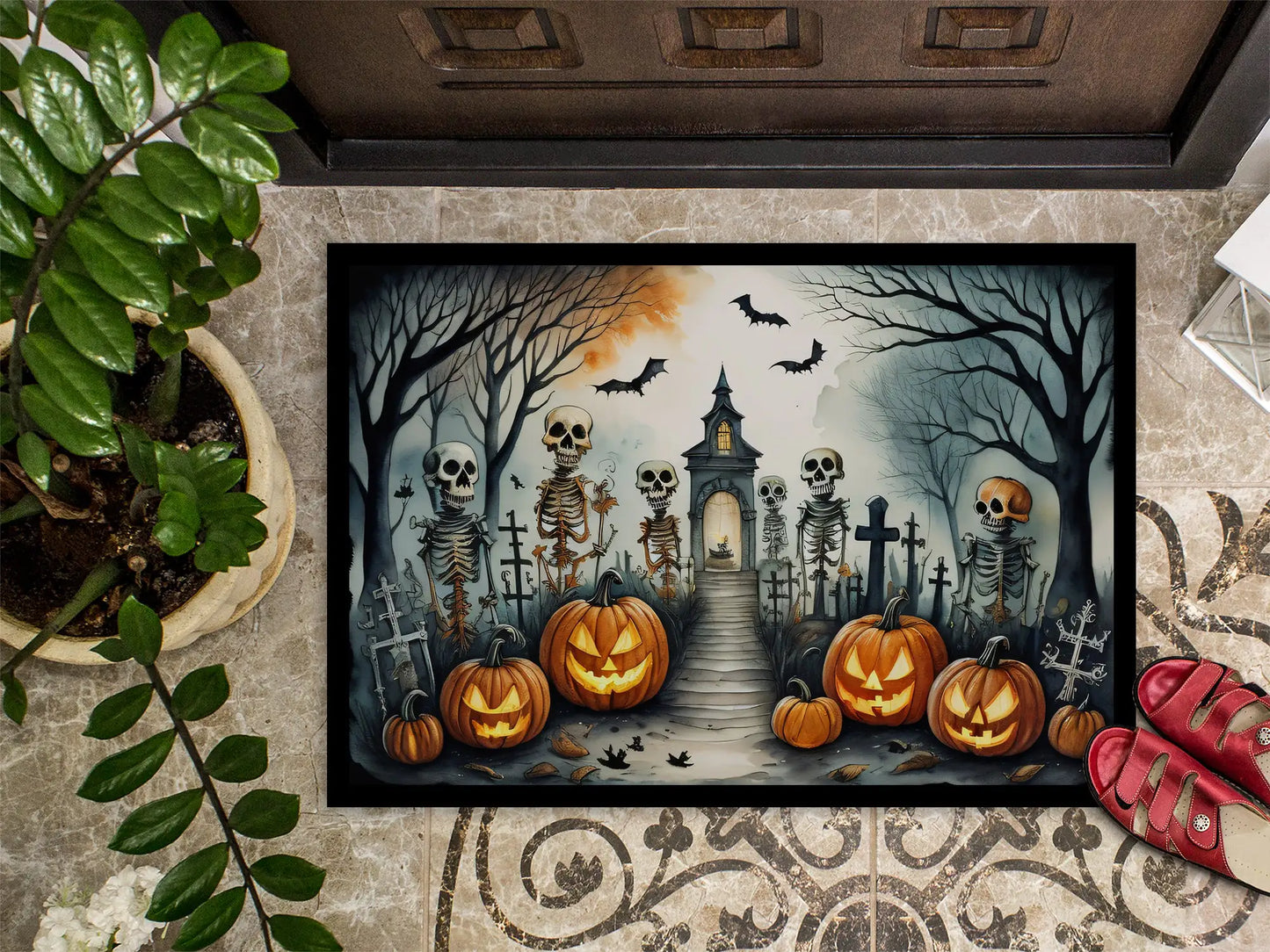 Skeleton Spooky Halloween Doormat