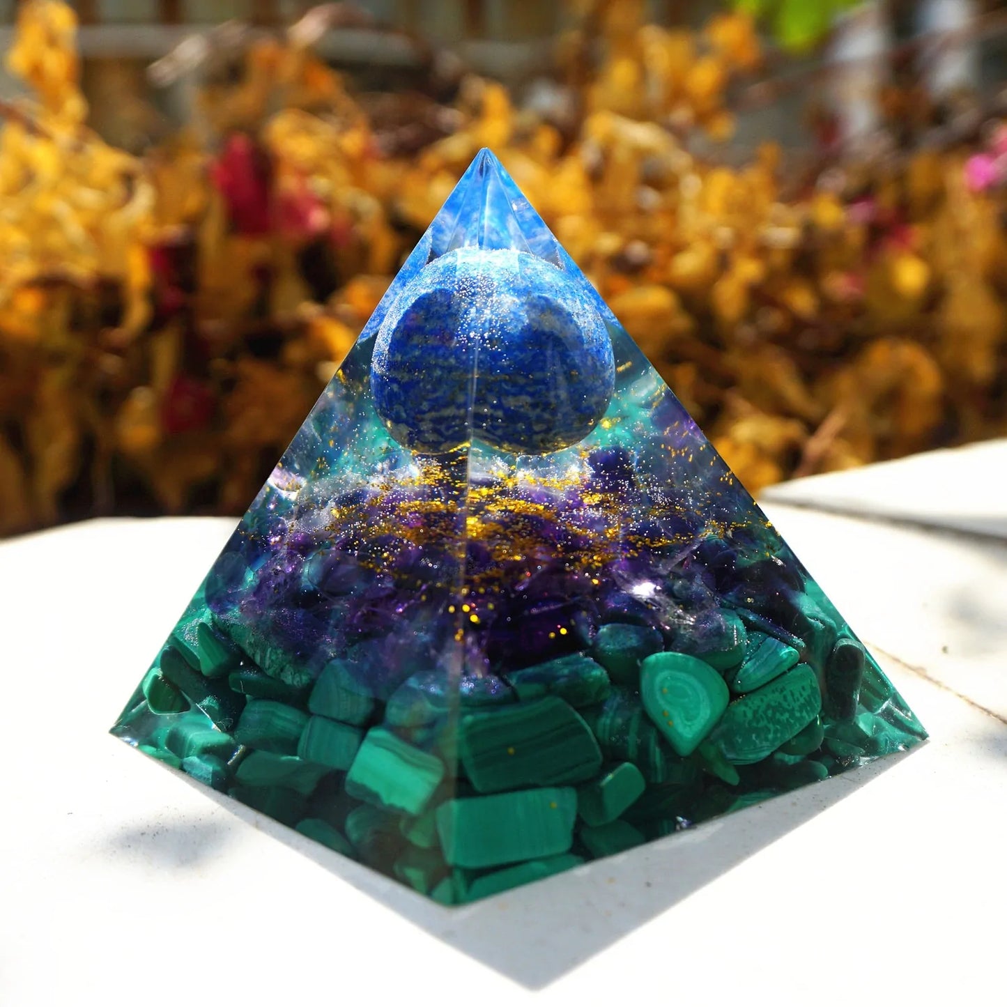 Lapis Lazuli Sphere Orgone Healing Pyramid