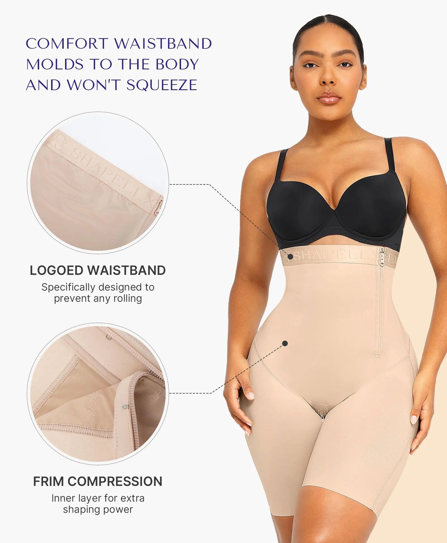 SHAPELLX Shapewear For Women Tummy Control High Waisted Body Shaper Shorts Butt Lifting Shapewear Higher Power Panties 3X-Large A2-beige