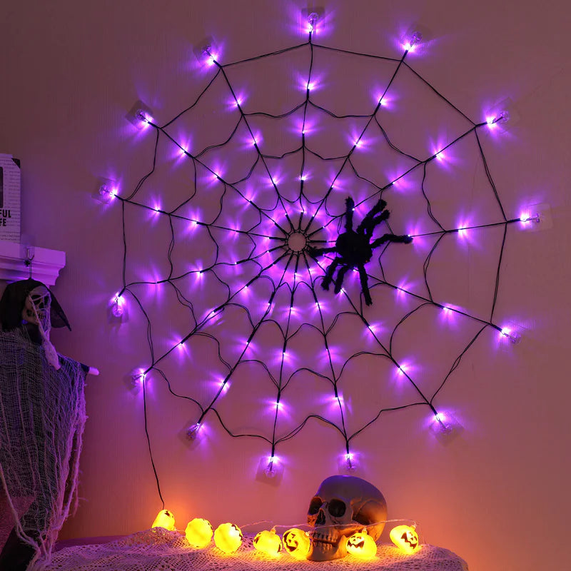 Lámpara LED de telaraña para Halloween para decoración de interiores